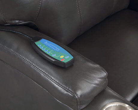 Gunmetal Faux Leather Power Lift Massage Recliner - Omega Lifestyles