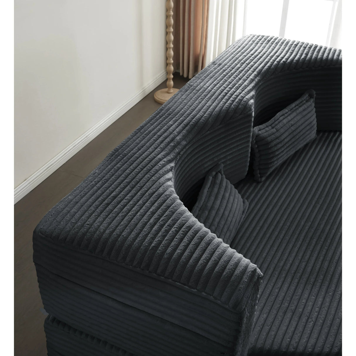 Full Size Plush Corduroy Folding Foam Sleeper Sofa Bed With Pillows - Omega Lifestyles