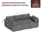 Modular 5-Seater Chaise Lounge Memory Foam Sofa - Omega Lifestyles