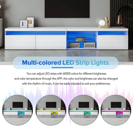 White Modern LED Light Particle Board TV Stand - Sleep Galleria