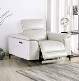 Contemporary Light Taupe Power Recliner With Pillow Top Arms - Omega Lifestyles