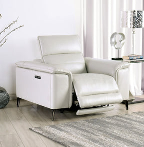 Contemporary Light Taupe Power Recliner With Pillow Top Arms - Omega Lifestyles