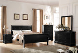 Eastern King Black Synthetic Wood Sleigh Bed Frame - Omega Lifestyles