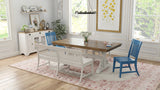 Solid Wood Brown White Trestle Dining Table