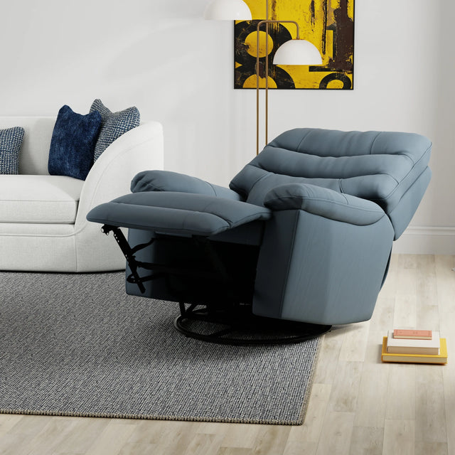 Swivel Glider Recliner With Manual Footrest Leather - Omega Lifestyles