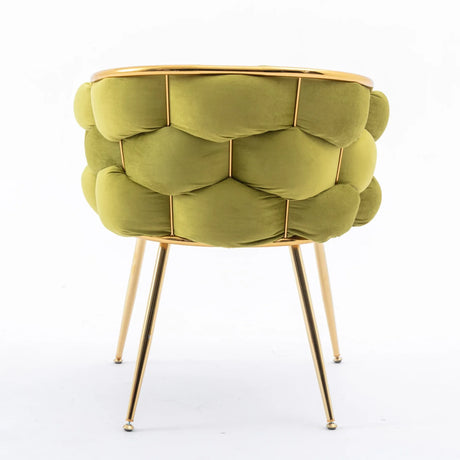 Olive Green Velvet Knitted Backrest Accent Chair - Omega Lifestyles