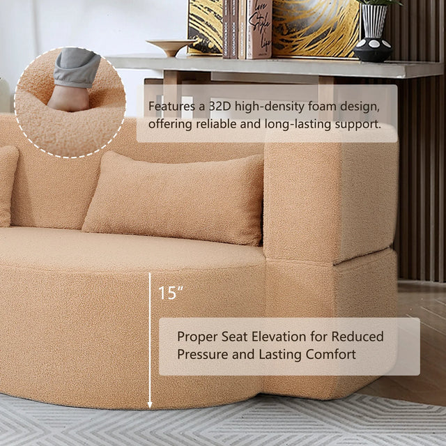 2-in-1 Convertible Full Size Teddy Fabric Sofa Bed - Omega Lifestyles