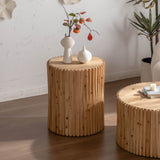 Set of 2 Natural MDF Fir Round Coffee Tables - Omega Lifestyles