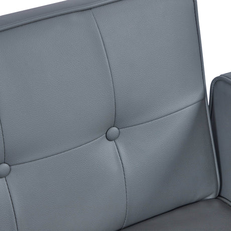 PU Fabric Gray 3-Seat Linen Upholstered Sofa - Omega Lifestyles