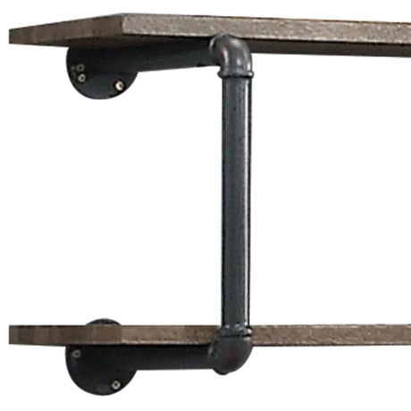 Brantley Oak Metal Synthetic Wood Wall Rack - Omega Lifestyles