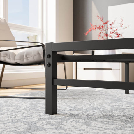 Queen Platform Bed Frame With Rustic Wood Headboard - Omega Lifestyles