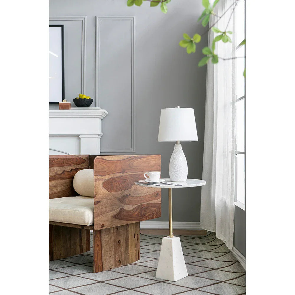 Beige Upholstered One-Seater Wood Frame Sofa - Omega Lifestyles