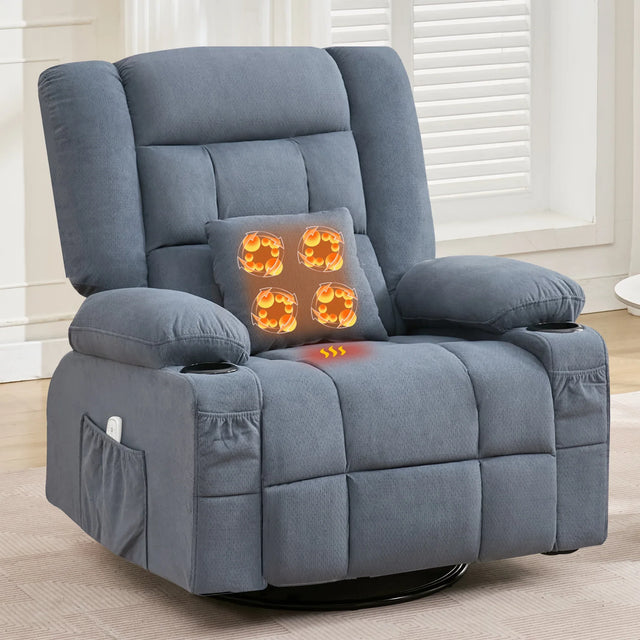 3D Kneading Heated Rocker Recliner Chair With USB Port - Omega Lifestyles