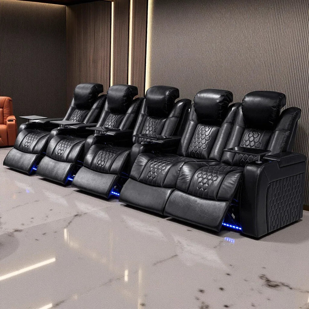 Ultra-Plush Genuine Leather Power Recliner With RGB Lighting - Omega Lifestyles