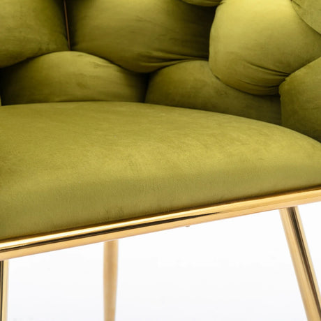 Olive Green Velvet Knitted Backrest Accent Chair - Omega Lifestyles