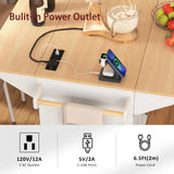 Folding Kitchen Island Cart With Power Outlet and Storage - Omega Lifestyles