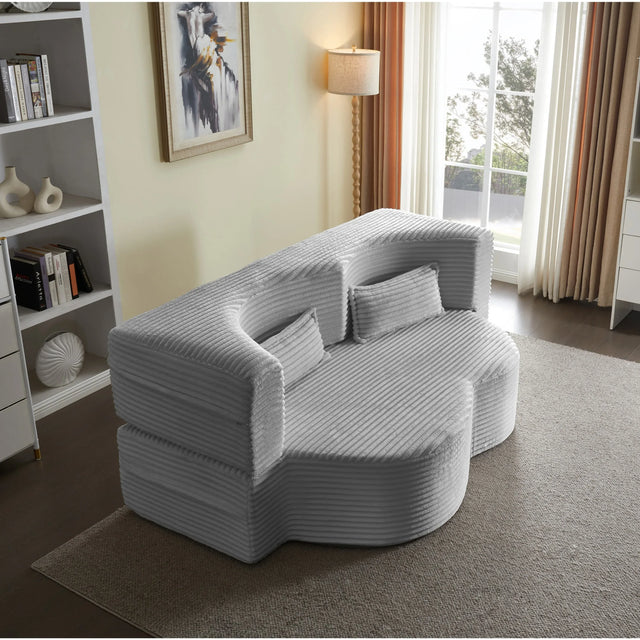 Full Size Plush Corduroy Folding Sleeper Sofa Bed With Pillows - Omega Lifestyles