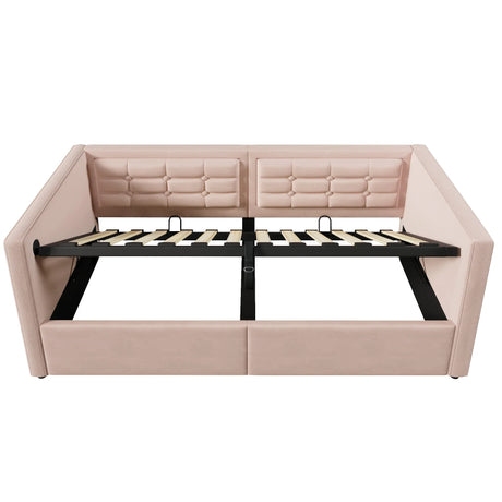 Twin Pink Velvet Upholstered Hydraulic Storage Bed Frame - Omega Lifestyles