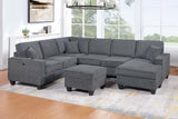 Contemporary 5-Piece Slate Gray Chenille Sectional Set