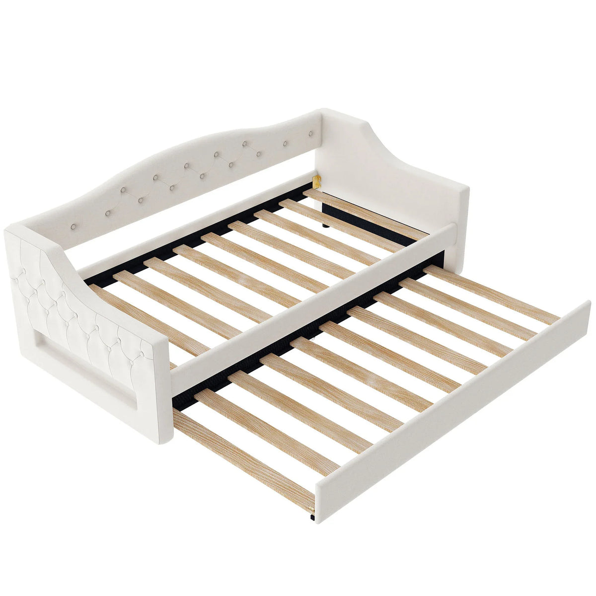 Twin XL Upholstered Linen Daybed With LED Trundle - Omega Lifestyles