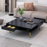 High Gloss Black Coffee Table With Drawers - Omega Lifestyles