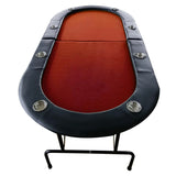 Foldable 73-Inch Red Wood Poker Table With Cup Holders - Omega Lifestyles