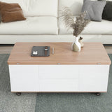 Modern Walnut White Lift Top Coffee Table With Drawers - Sleep Galleria