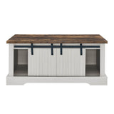 Rustic Sliding Barn Door Coffee Table With Storage - Omega Lifestyles