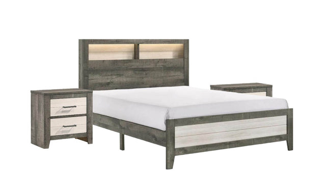 King Size Wood Platform Bed With Storage Lighting - Omega Lifestyles