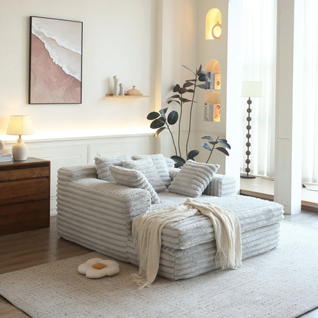 Oversized Corduroy Upholstered Sleeper Chaise Lounge Chair - Omega Lifestyles