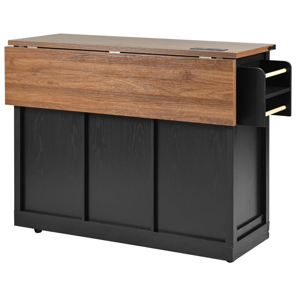 Farmhouse Kitchen Island Rolling Cart With Power Outlet - Omega Lifestyles