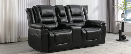 2-Seater Manual PU Leather Recliner Chair With Storage - Omega Lifestyles