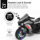 12V Grey Plastic Kids Electric Ride-On Motorcycle - Omega Lifestyles
