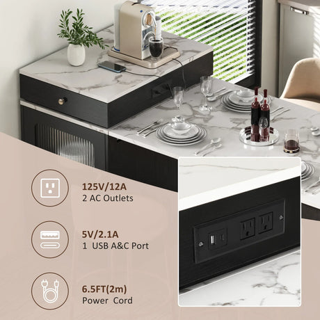 Extendable Dining Table Kitchen Island With Storage - Omega Lifestyles