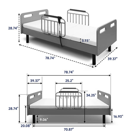 Medium Pressure-Relieving Memory Foam Adjustable Hospital Bed - Omega Lifestyles