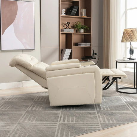 Power PU Leather Recliner Chair With Tray Table USB Port - Omega Lifestyles