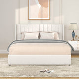 Queen Ivory Boucle Upholstered Bed Frame With Storage Drawers - Anda - Omega Lifestyles