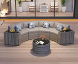 11-Piece Half Moon Outdoor Patio Rattan Furniture Set - Omega Lifestyles