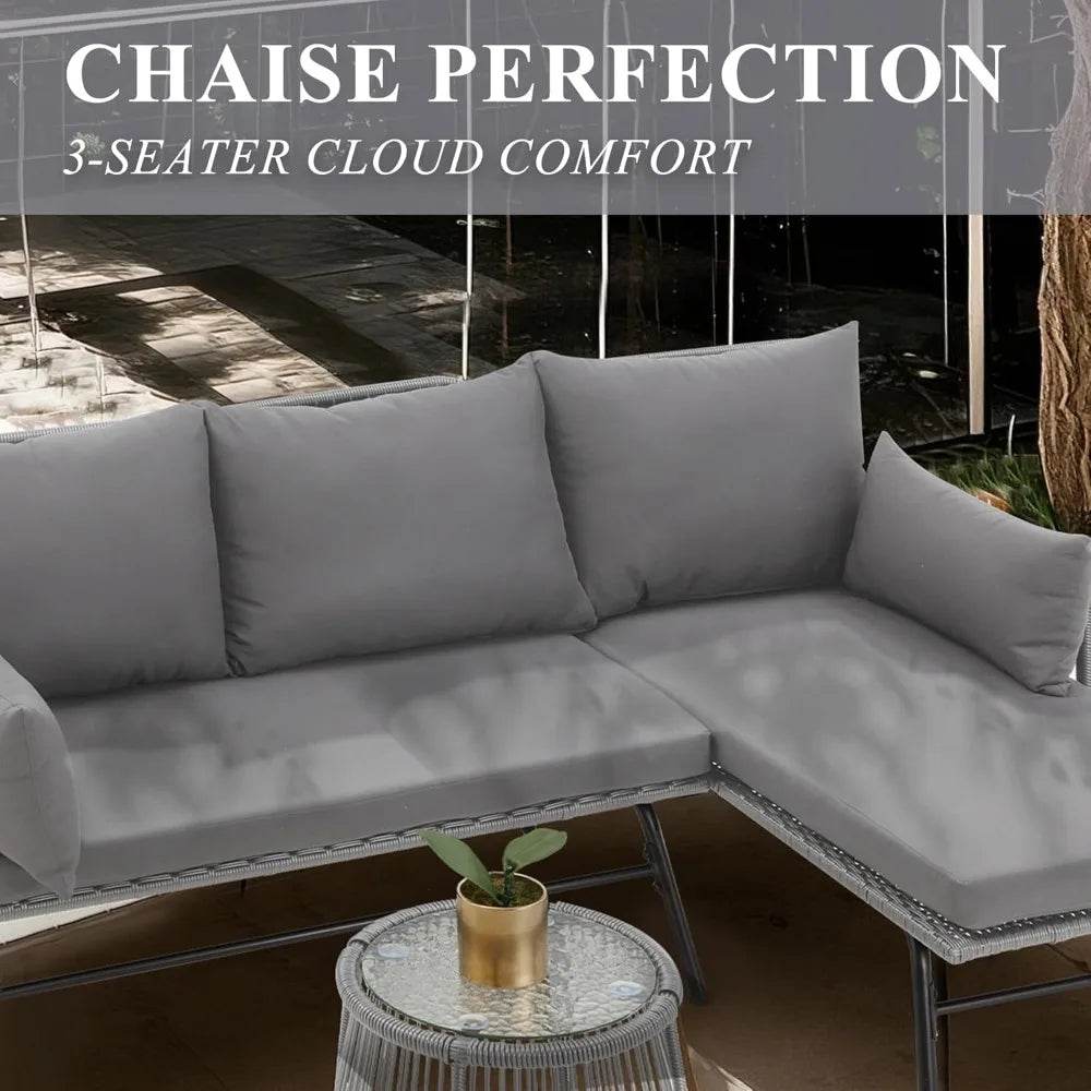 3-Piece Modular L-Shaped Outdoor Patio Furniture Set - Omega Lifestyles