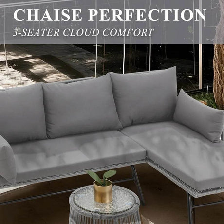 3-Piece Modular L-Shaped Outdoor Patio Furniture Set - Omega Lifestyles