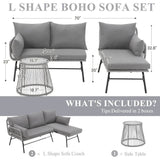 3-Piece Modular L-Shaped Outdoor Patio Furniture Set - Omega Lifestyles