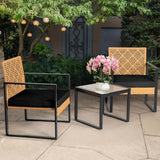 3-Piece Outdoor Wicker Patio Bistro Set With Cushions - Omega Lifestyles