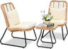 3-Piece Outdoor Wicker Patio Bistro Set With Cushions - Omega Lifestyles