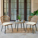 3-Piece Outdoor Wicker Patio Bistro Set With Cushions - Omega Lifestyles