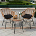 3-Piece Outdoor Wicker Patio Bistro Set With Cushions - Omega Lifestyles