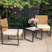 3-Piece Outdoor Wicker Patio Bistro Set With Cushions - Omega Lifestyles