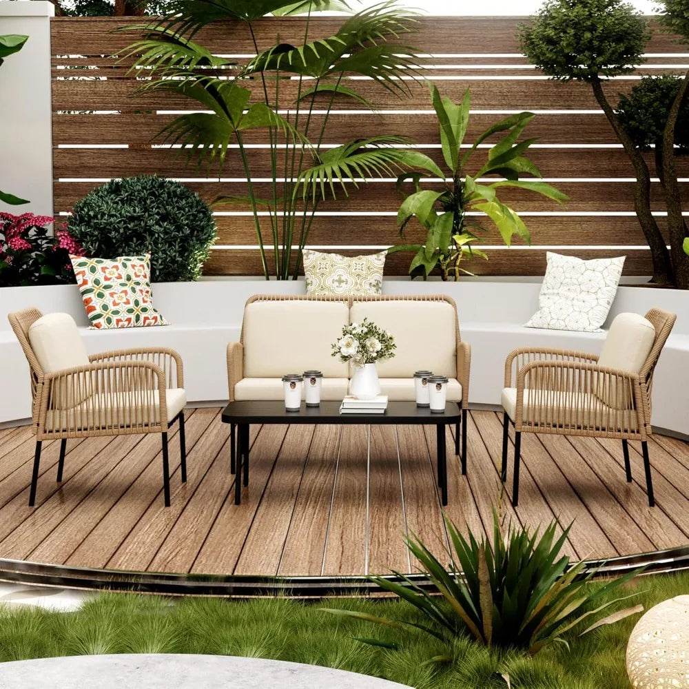 4-Piece Outdoor Patio Furniture Set With Cushions - Omega Lifestyles