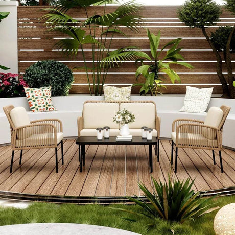 4-Piece Outdoor Patio Furniture Set With Cushions - Omega Lifestyles