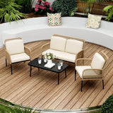 4-Piece Outdoor Patio Furniture Set With Cushions - Omega Lifestyles