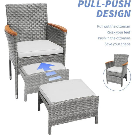 5-Piece Gray Wicker Outdoor Patio Furniture Set - Omega Lifestyles